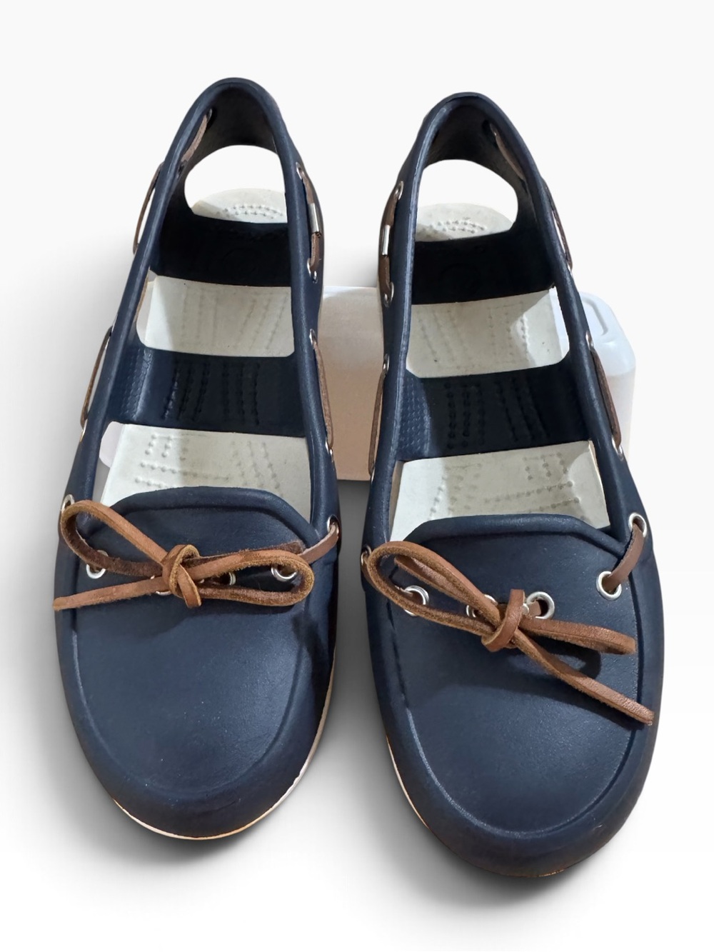 Crocs Beach Line Women's Boat Shoes Navy Blue Brown Loafers Gorpcore Utitarian
